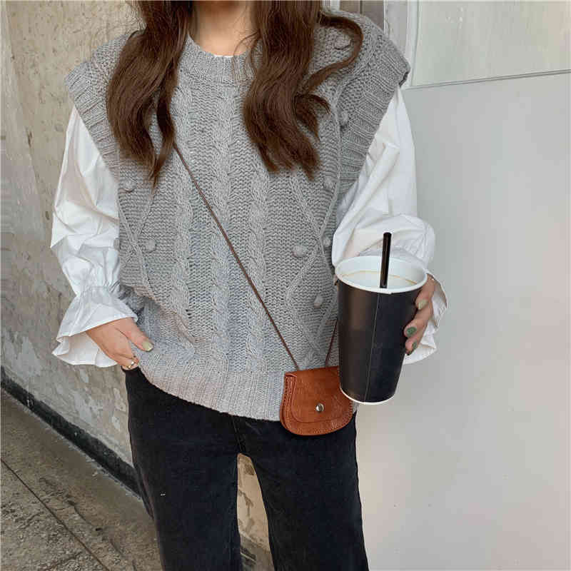 Sweater Vest Female Autumn Korean College Style Girl All Match Sleeveless Loose Student Knit Jumper Women Waistcoat 210519