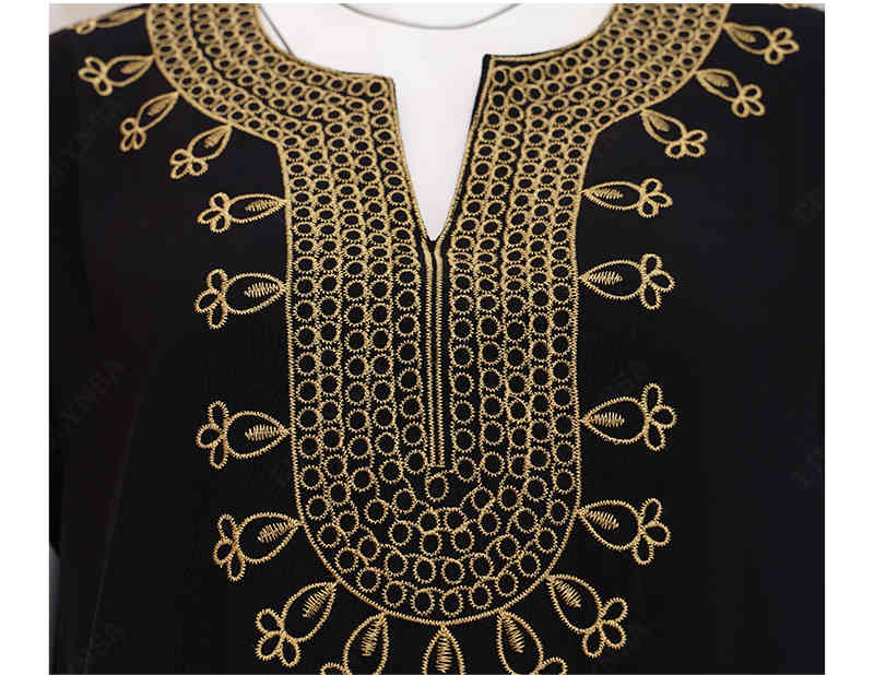 100% Cotton Elegant Embroidered Mandarin Collar Short Sleeve Side Split Summer Dress Women Street Wear Casual Maxi Dress N1154 210409