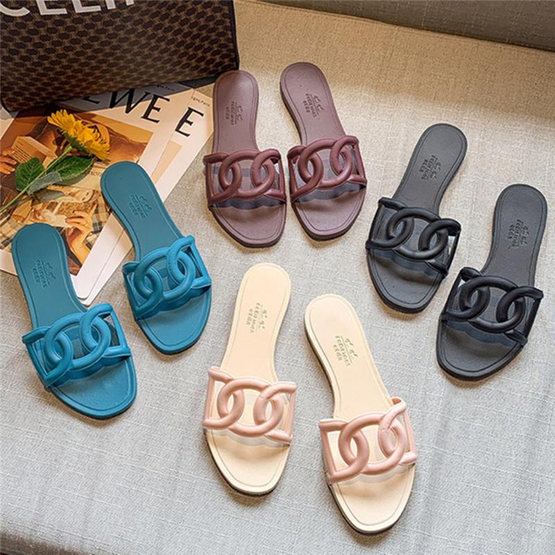 Slippers Fashion Style Women Flats Chain Jelly Shoes Beach PVC Sandals Sliders, Black
Slippers Fashion Style Women Flats Chain Jelly Shoes Beach PVC Sandals Sliders, Black