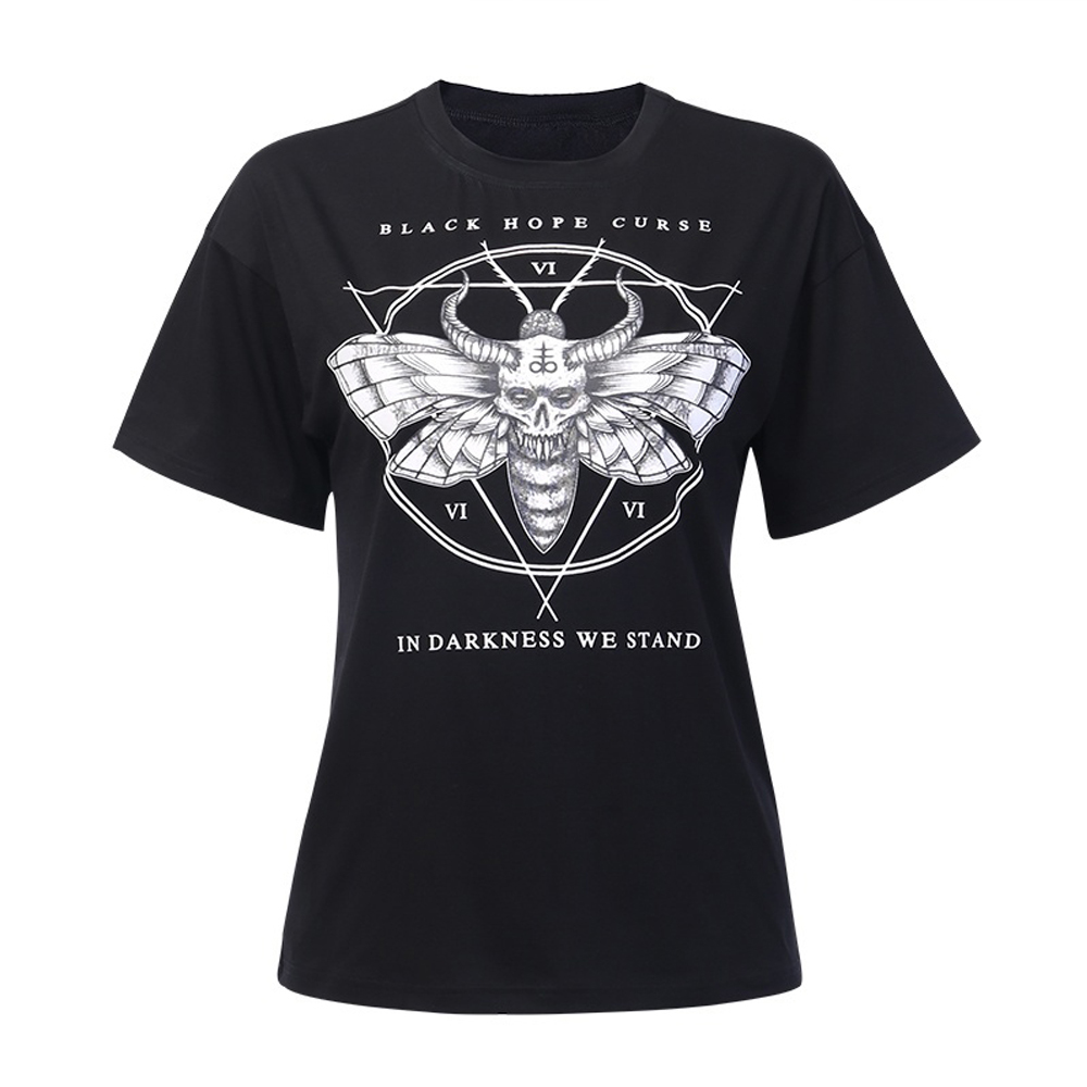 Fashion Gothic Horror Black T shirt Unisex Men Women Hallowmas Gfit Graphic Tees Hipster Harajuku Short Sleeves Grunge Tops Tee 210406