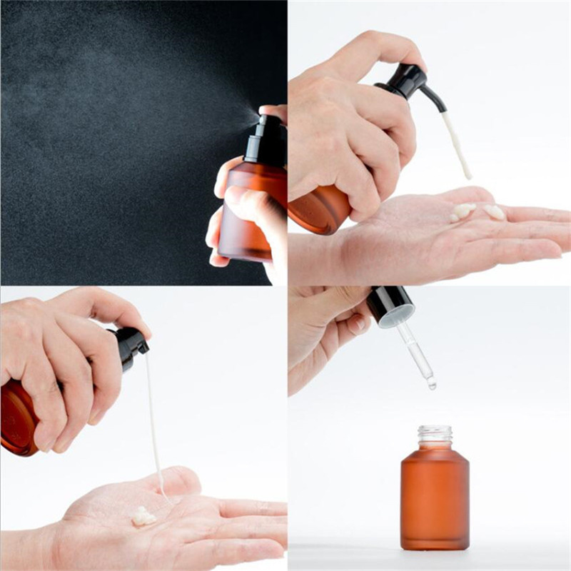 15ml 30ml 60ml 100ml Amber Glass Bottle Empty Lotion Spray Bottles Refillable Cosmetic Container for Cream Essential Oils - view 8