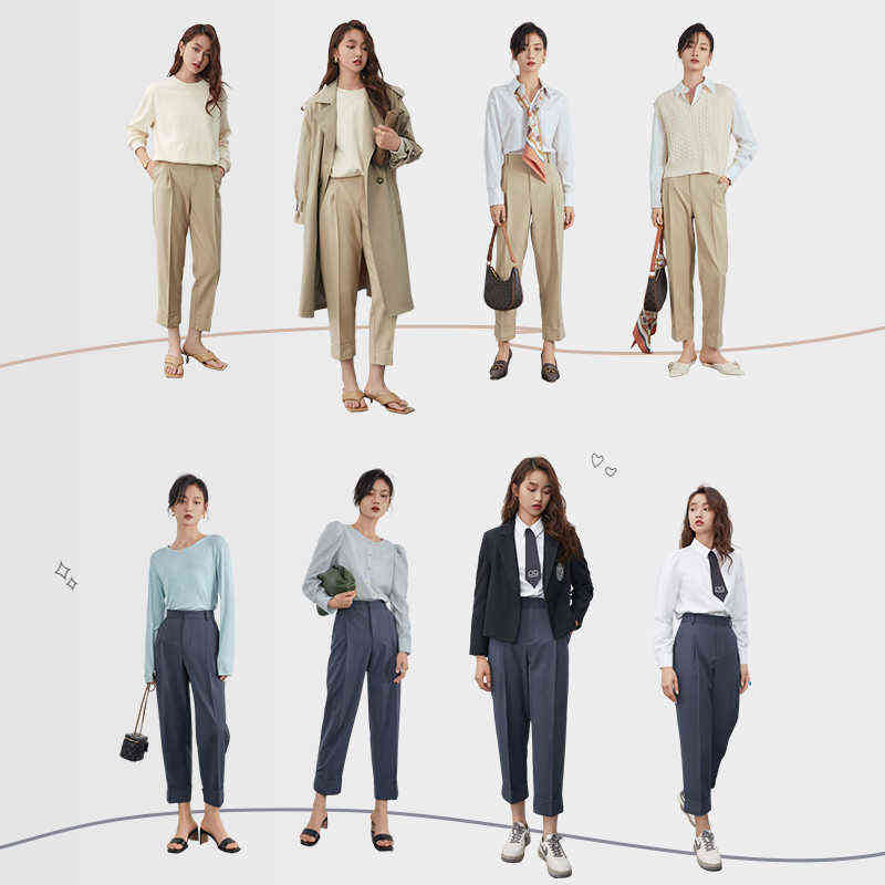 FANSILANEN Office Lady High Waist Casual Suit Pants Women Pleated Loose Female Spring Summer Korean Style Cropped Trousers 211115
