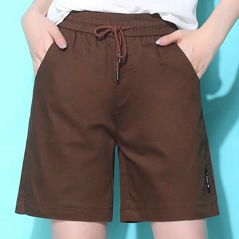 Summer Knee-length Elastic-waist Lace-up Shorts Women Casual Solid Large-size 5XL Cotton Korean Loose Womens Pockets 210603, White
Summer Knee-length Elastic-waist Lace-up Shorts Women Casual Solid Large-size 5XL Cotton Korean Loose Womens Pockets 210603, White