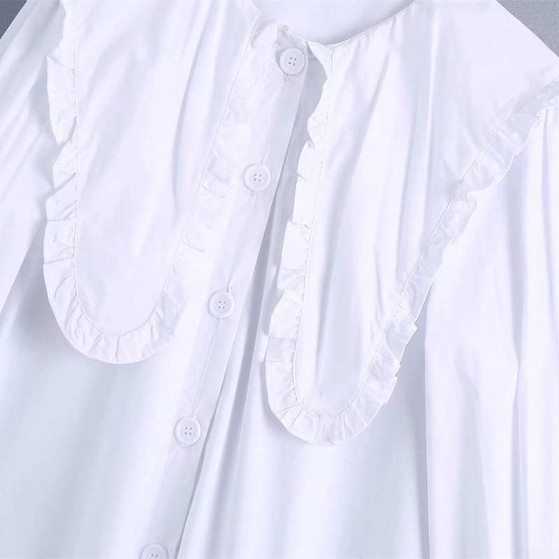 Casual Woman White Peter Pan Collar Shirt Dress Spring Fashion Ladies Loose Button es Girls Sweet Draped 210515