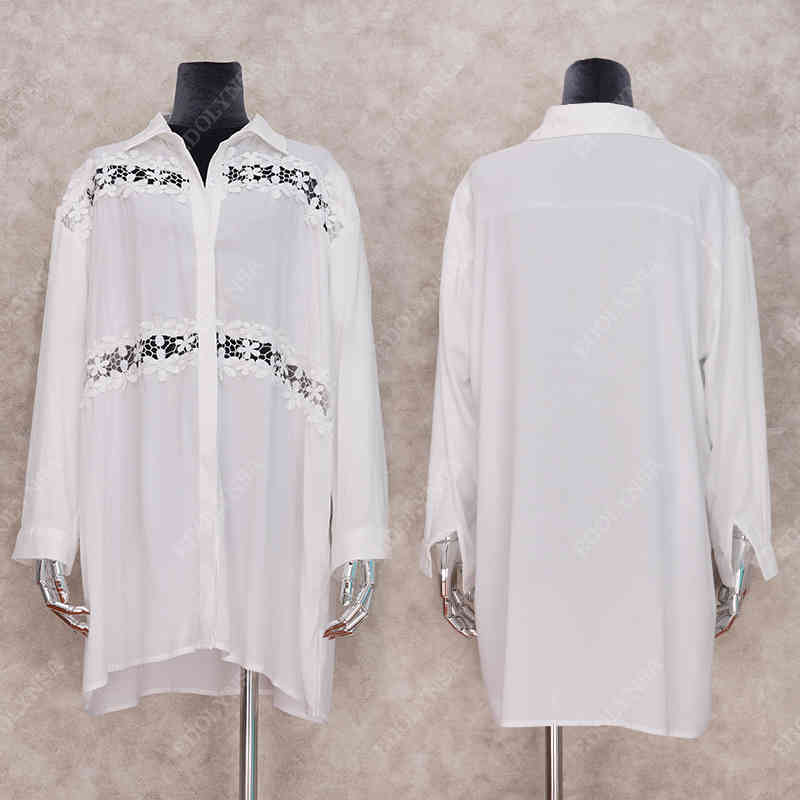 Casual Bikini Cover-ups White Cotton Tunic Sexy Appliques Front Open Summer Tops Elegant Women Beachwear Swimsuit Cover Up Q1099 210420