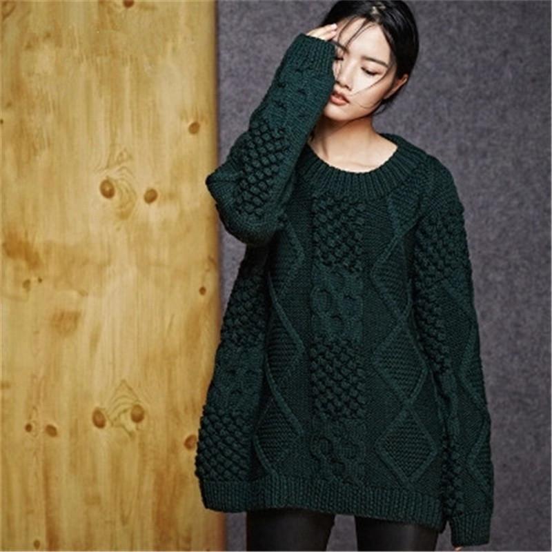 Women's Sweaters Hand Made Pure Wool Oneck Twisted Knit Women Sweet Solid Loose Thick Pullover Sweater Black 6color Customized
Women's Sweaters Hand Made Pure Wool Oneck Twisted Knit Women Sweet Solid Loose Thick Pullover Sweater Black 6color Customized