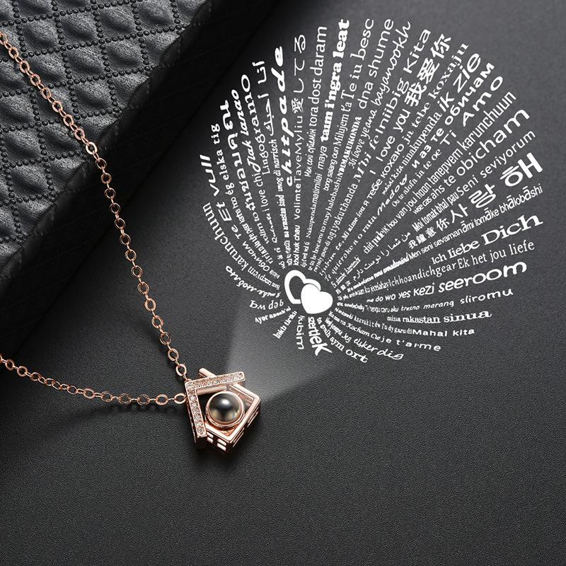 Pendant Necklaces Romantic Love Memory Wedding Crystal House Necklace 100 Languages I You Projection Woman Jewelry Gifts
Pendant Necklaces Romantic Love Memory Wedding Crystal House Necklace 100 Languages I You Projection Woman Jewelry Gifts