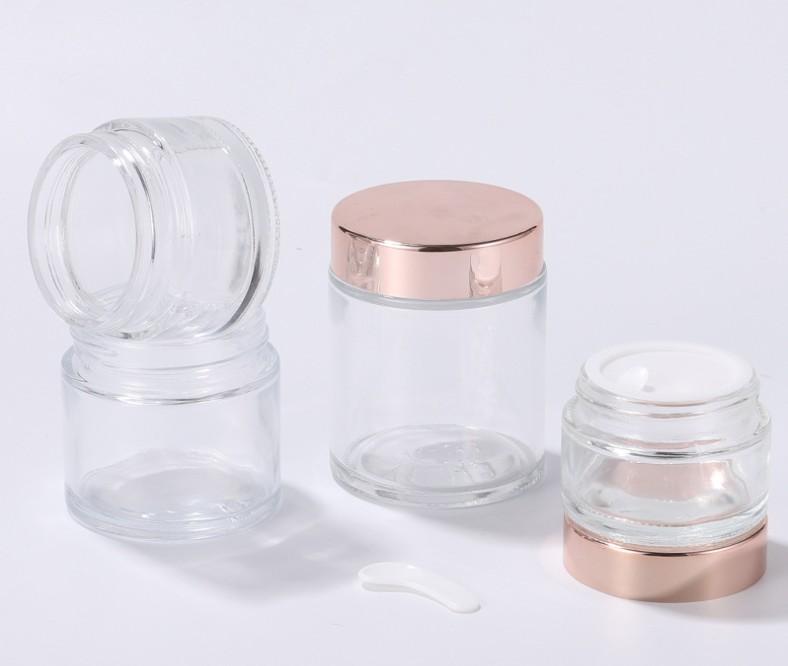 Frosted Glass Cream Jar Clear Cosmetic Bottle Lotion Lip Balm Container With Rose Gold Lid 5G 10G 30G 50G 100G Packing Bottles
Frosted Glass Cream Jar Clear Cosmetic Bottle Lotion Lip Balm Container With Rose Gold Lid 5G 10G 30G 50G 100G Packing Bottles