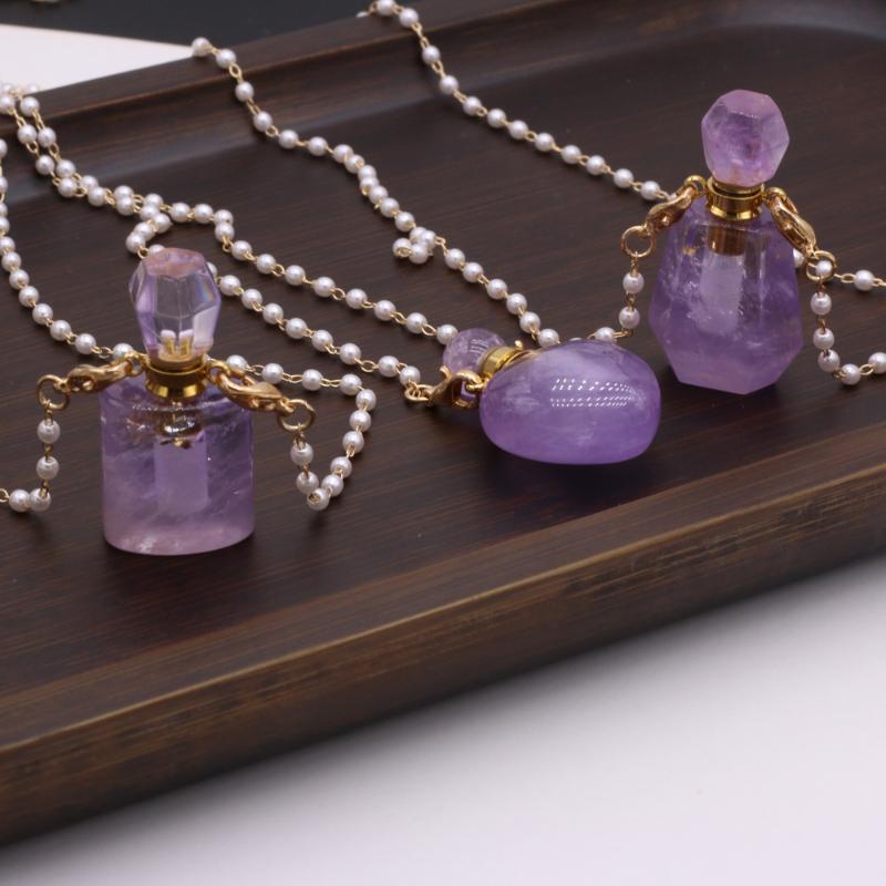 Pendant Necklaces Exquisite Necklace Natural Stone Amethyst Perfume Bottle For Women Christmas Valentine's Day Charm Jewelry Gift
Pendant Necklaces Exquisite Necklace Natural Stone Amethyst Perfume Bottle For Women Christmas Valentine's Day Charm Jewelry Gift