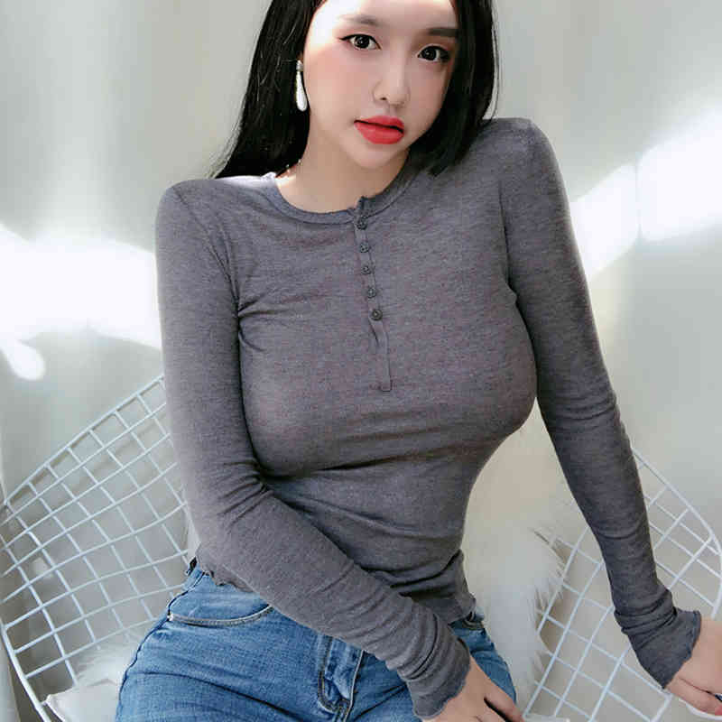 White Feminina Thin Sexy Shirts Women Korean Autumn V-collar Joker Solid Blouse Button Slim Fit Tops Blusas 6884 50 210508