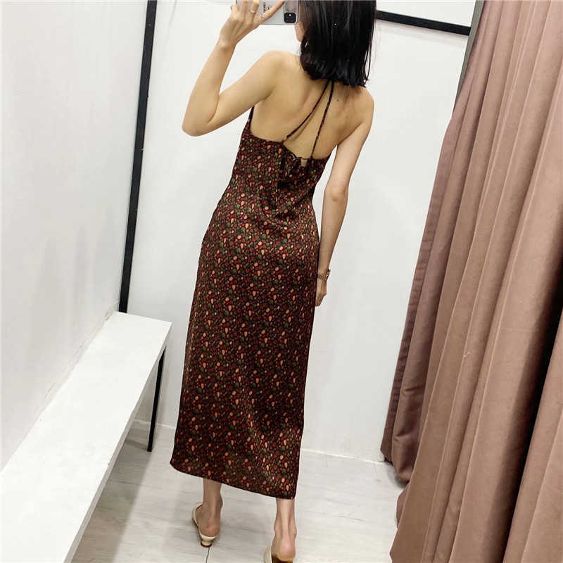 Sexy Women Elegant V-Neck Dresses Fashion Ladies Zipper Strap Vestidos Vintage Female Chic Draped Cherry Print Dress 210527