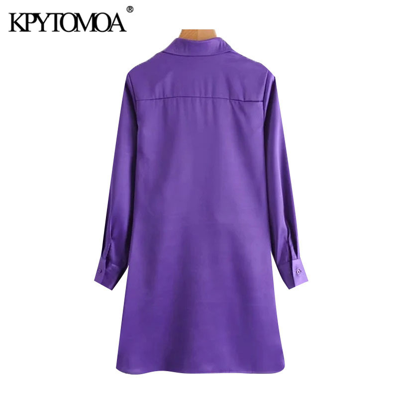 Women Chic Fashion With Bow Tied Soft Touch Mini Dress Lapel Collar Long Sleeve Female Dresses Vestidos 210420