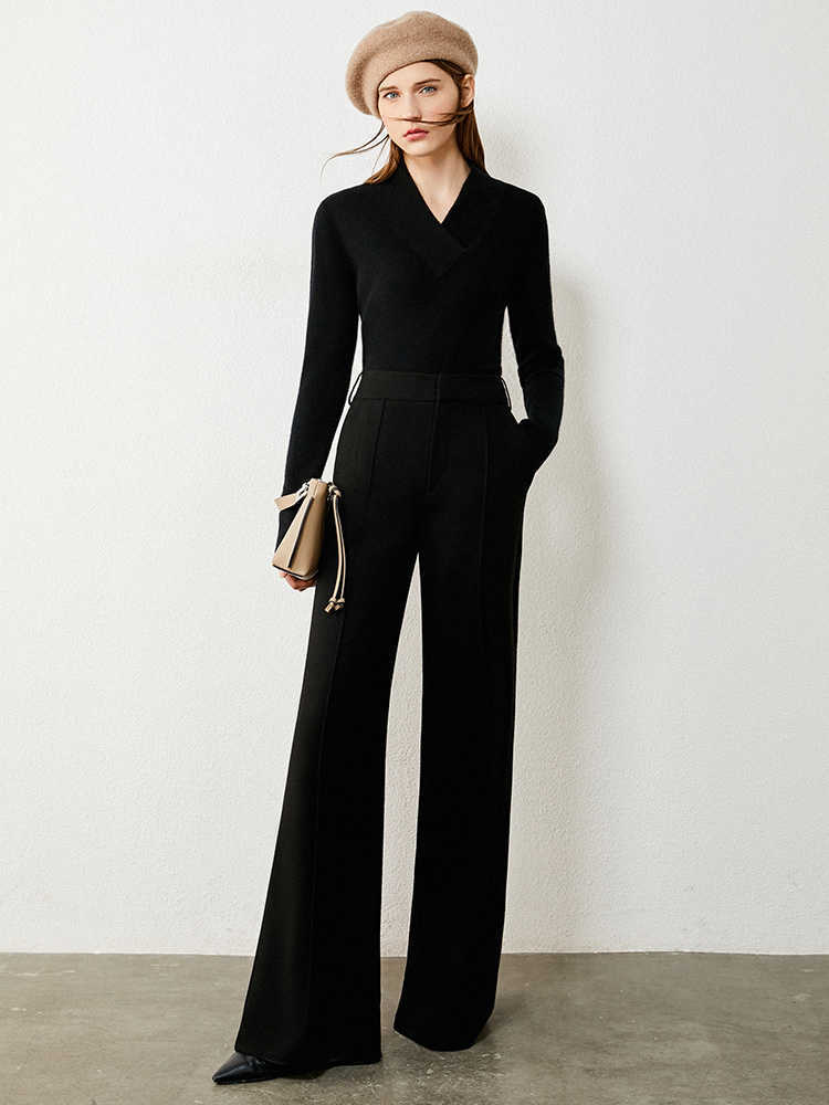 Minimalism Autumn Winter Women's Pants Fashion Causal Solid High Waist Bell-bottomed Female Trousers 12040774 210527