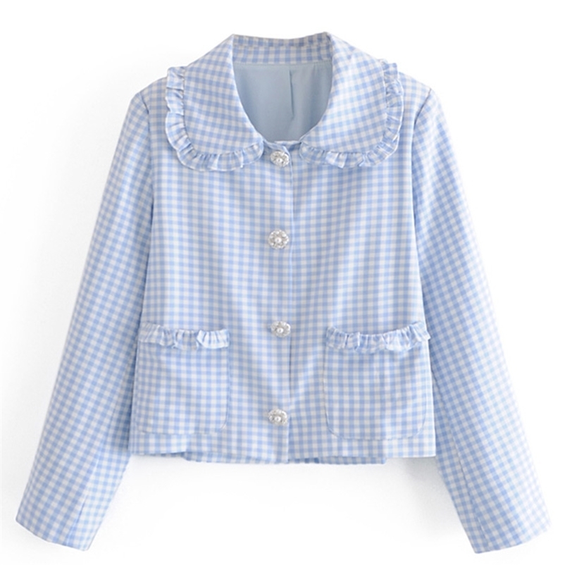 Spring Women's Coat Peter Pan Collar Single Breasted Female Plaid Overcoat Fashion Long Sleeve Autumn 210524, As the photo
Spring Women's Coat Peter Pan Collar Single Breasted Female Plaid Overcoat Fashion Long Sleeve Autumn 210524, As the photo