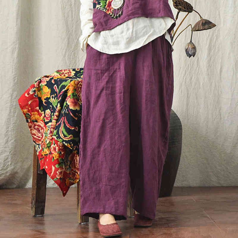 Johnature Summer Cotton Linen Retro Solid Color Wide Leg Pants Pocket Elastic Waist Leisure Women Ankle- Length Pants 210521, Purple
Johnature Summer Cotton Linen Retro Solid Color Wide Leg Pants Pocket Elastic Waist Leisure Women Ankle- Length Pants 210521, Purple