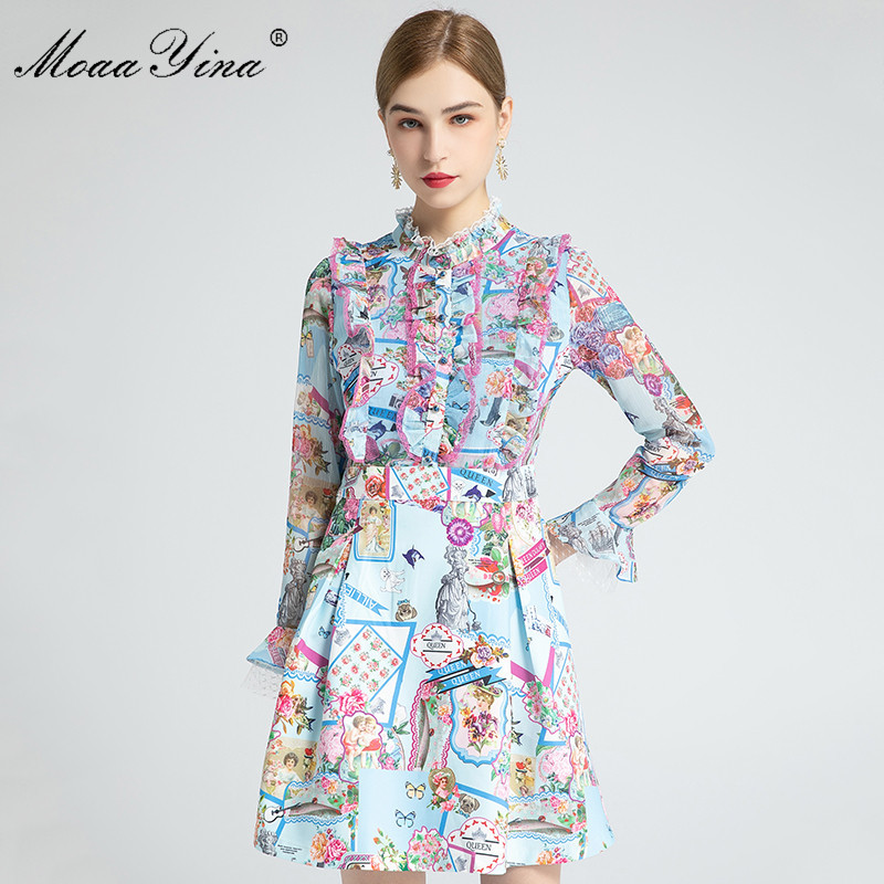 Fashion Designer dress Spring Women's Dress Long sleeve Ruffles Lace Angel Floral Print Slim Dresses 210524, Multi
Fashion Designer dress Spring Women's Dress Long sleeve Ruffles Lace Angel Floral Print Slim Dresses 210524, Multi