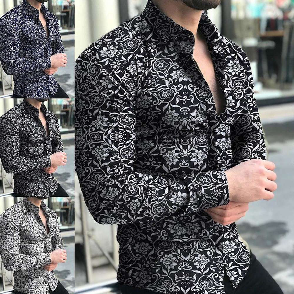 2020 Fashion Men Flower Printer Slim Fit Long Mouw Button Turn Down Crack Shirt Top For Man Summer Casual Blouse Shirts Ca, White;black
2020 Fashion Men Flower Printer Slim Fit Long Mouw Button Turn Down Crack Shirt Top For Man Summer Casual Blouse Shirts Ca, White;black