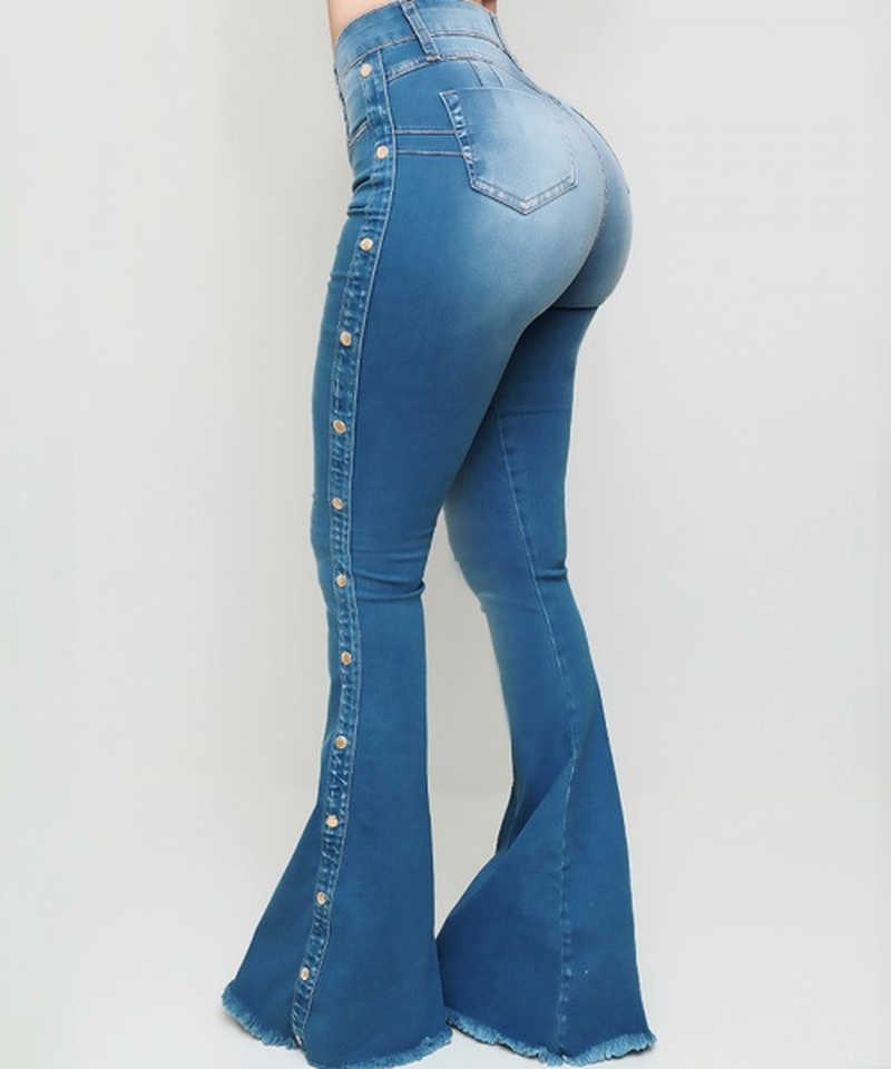 Jeans Women Fashion Slim Fit Skinny Bell Bottom Butt Lift Washed Streetwear Female Trousers Oversizesd Denim Pants 210708