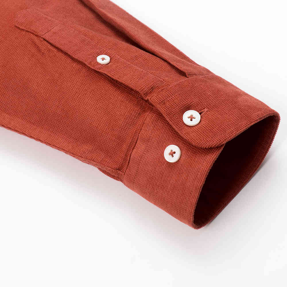 Casual Mens Corduroy Shirt Pure Cotton Long Sleeve Brown Thick Winter XXL Regular Fit New Model Male Button Down 210410