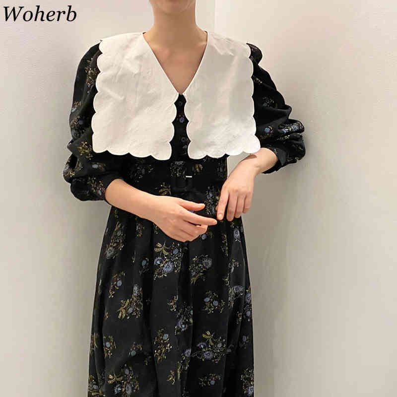 Vinatge Elegant Doll Collar Dress Floral Print Summer Korean Style Maxi Party Chic es Vestidos 210519