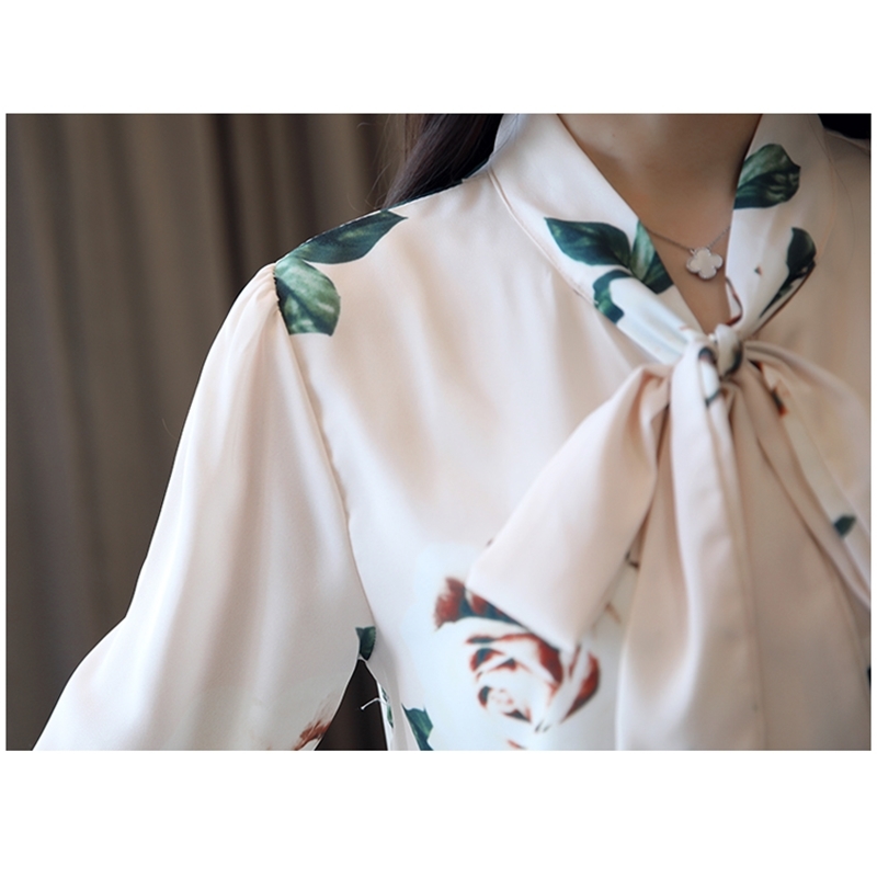 Autumn long sleeve women shirts chiffon floral printed tops and blouse fashion female clothes causal blusa 0885 40 210506