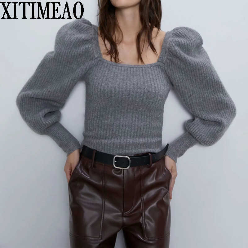 ZA Women Ins Star Style Square Neck Bubble Sleeve Sweater Ladies Slim Knit Shirt Vintage Top Female Pullovers Chic Tops 210602, Grey
ZA Women Ins Star Style Square Neck Bubble Sleeve Sweater Ladies Slim Knit Shirt Vintage Top Female Pullovers Chic Tops 210602, Grey