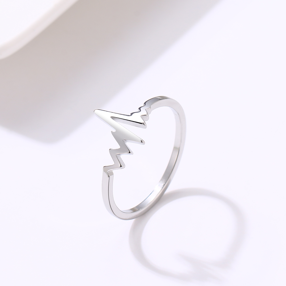 Heartbeat Rings Minimalist Stainless Steel Jewelry Geometric Women Bagues Pour Femme Gifts R459