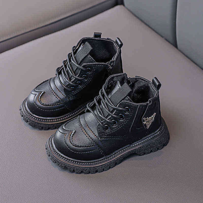 Kids Shoes Winter Baby Boots Fashion Leather Snow Boots Non-slip Casual Boys Girls Short Booties STP061 211108