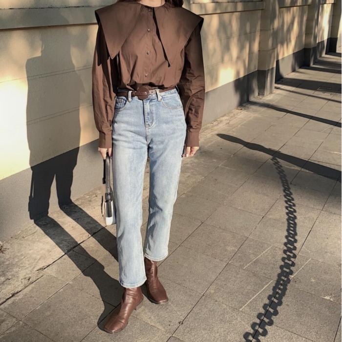 Nomikuma Spring Korean Women Blouse Sweet Peter Pan Collar Shirt Belt Slim Waist Medium-long Blusas Feminimos Top 6D846 210427