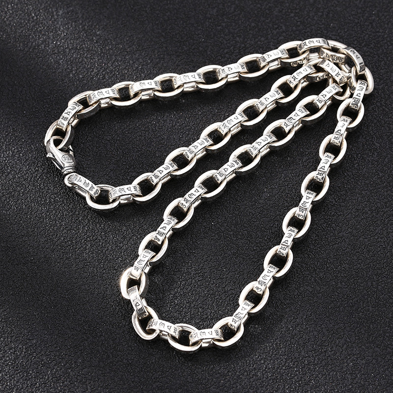High quality 925 sterling silver link chain necklace American European antique silver handmade designer jewelry accessories gifts