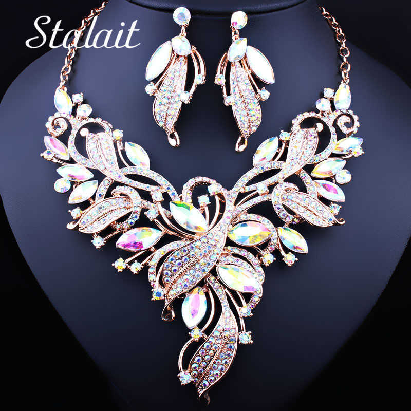 6 Color Luxury Flower Horse Eye Crystal Necklace Earrings Geometric Alloy Gold Link Chain Jewelry Set Costume For Women 210323
6 Color Luxury Flower Horse Eye Crystal Necklace Earrings Geometric Alloy Gold Link Chain Jewelry Set Costume For Women 210323