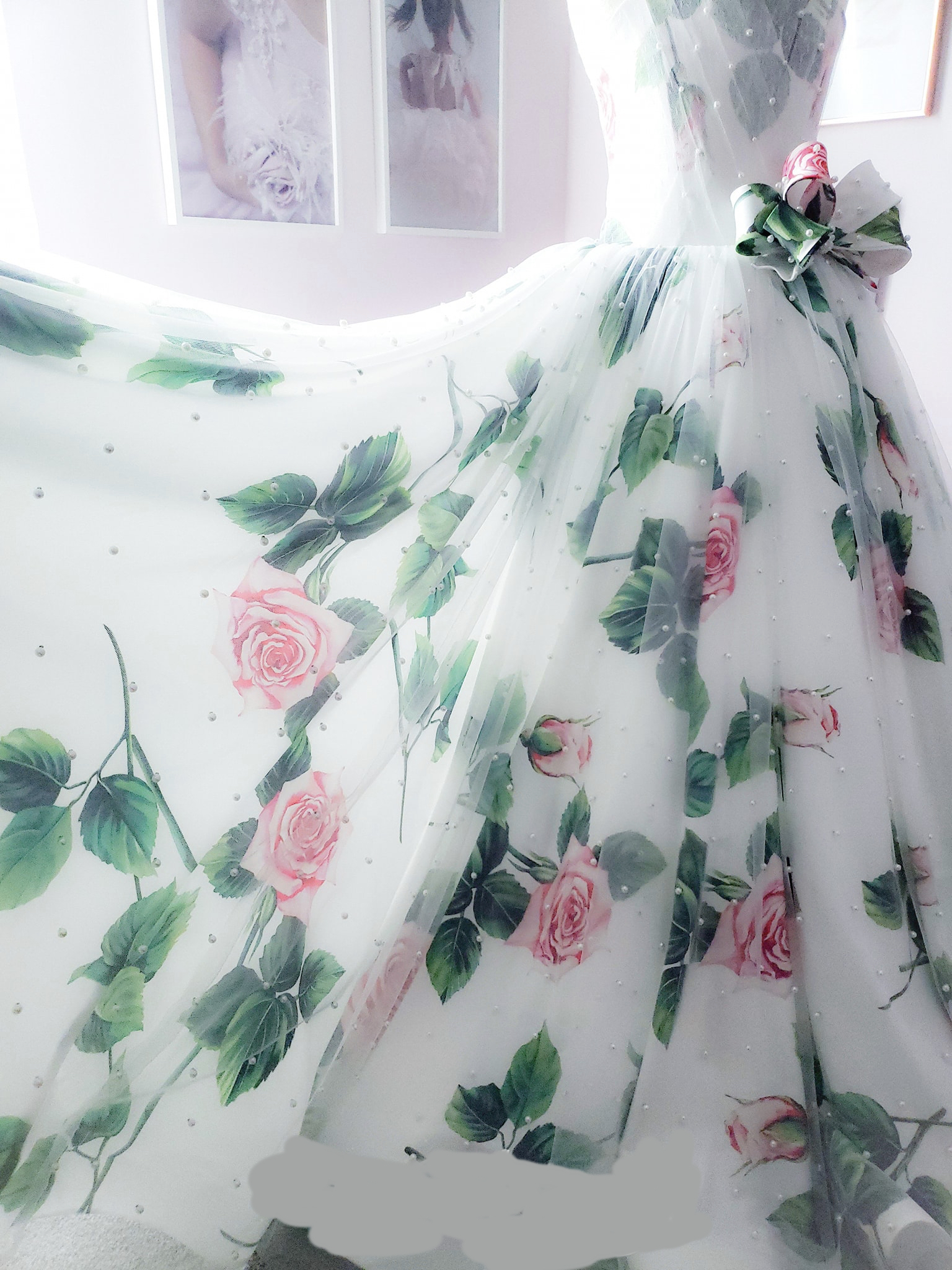 Roses Flower Girl Dresses 2022 Print Floral Satin Baby Girls Dress Princess Little Kids Birthday First Communion Formal Event Wear Gowns Infant Toddle