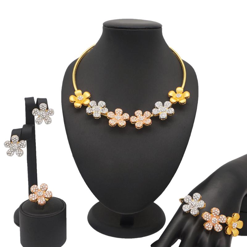 Earrings & Necklace Party Wedding Jewelry Sets Flower And Earring For Bridal Real Pure Gold Color High Quality Wholesale African, Silver
Earrings & Necklace Party Wedding Jewelry Sets Flower And Earring For Bridal Real Pure Gold Color High Quality Wholesale African, Silver