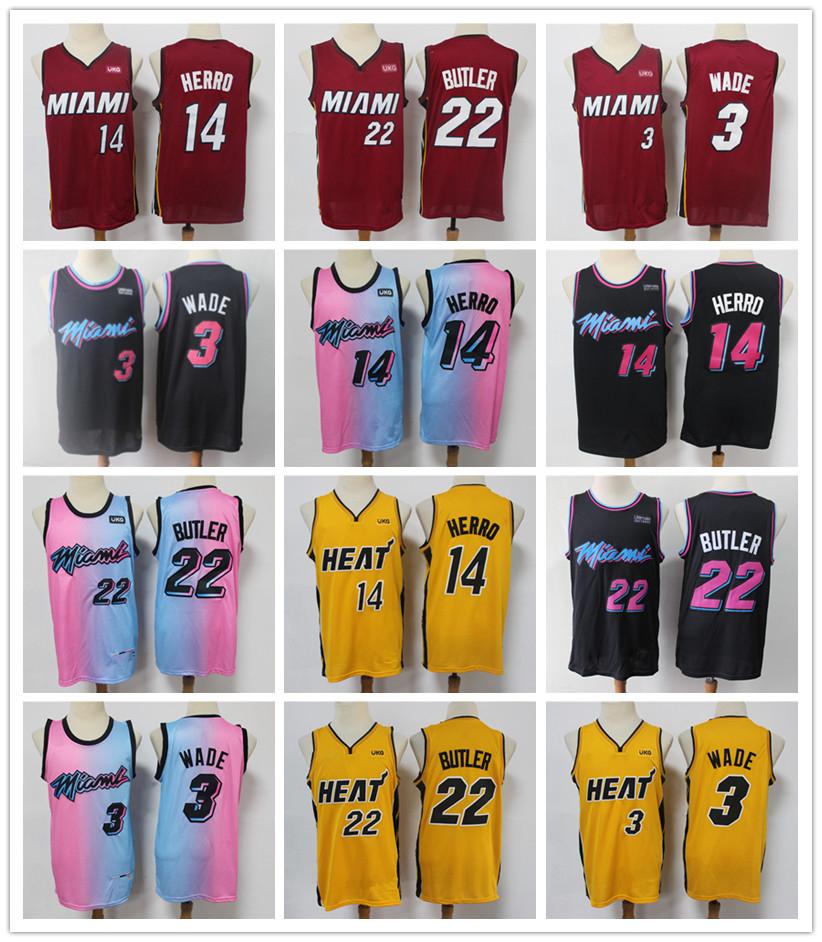 Mens MiamiHeatThrowback jersey Dwyane 3 Wade Tyler 14 Herro Jimmy 22 Butler Basketball Jerseys pink yellow black blue, Black;red
Mens MiamiHeatThrowback jersey Dwyane 3 Wade Tyler 14 Herro Jimmy 22 Butler Basketball Jerseys pink yellow black blue, Black;red