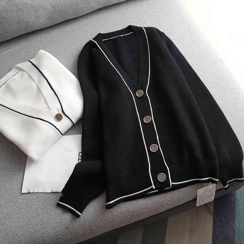 Lucyever Autumn Solid Color V-Neck Cardigans Women Fashion Single Breasted Thin Sweaters Woman Casual Knitted Cardigan Femme 210521wtt