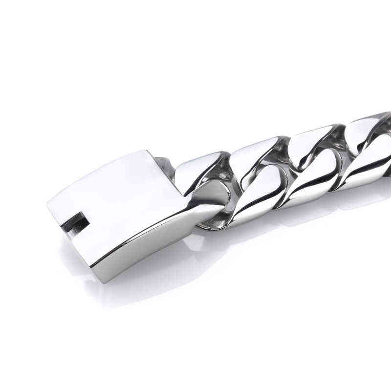 TrustyLan Shiny Glossy 316L Stainless Steel Mens Bracelets 20MM Wide Chain Jewellery Accessory Man Bracelet 211124