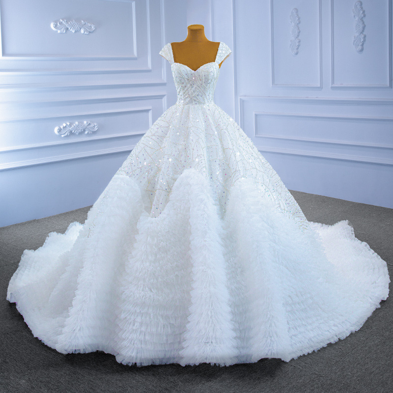 Elegant Mermaid Bridal Gowns Spaghtti Custom made Sequined Race Floor-length Wedding Dresses Court Train Satin Ruched Tulle Beach Vestido de noiva