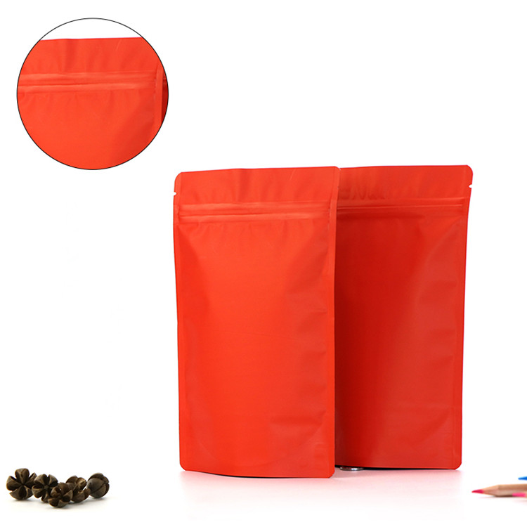Stand up Thick Matte Red Aluminum Foil Zip Lock Bags Resealable Ground Coffee Powder Nuts Tea Snack Chocolate Wedding X-mas Gifts Logo Printing Packag