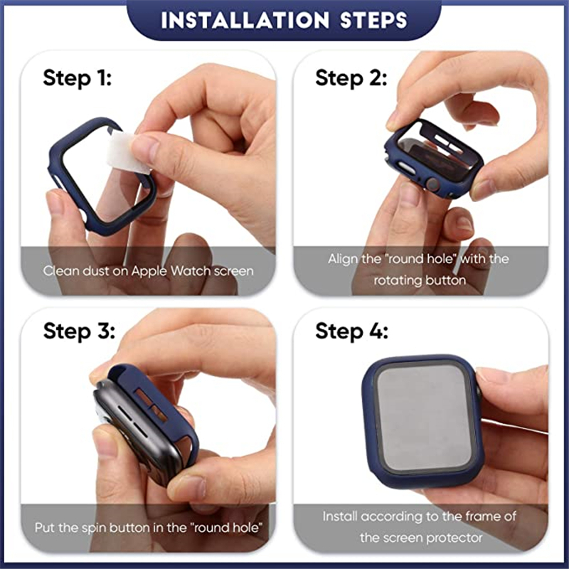 iWatch PC Hard Case With Tempered Glass 38mm 42mm 40mm 44mm 41mm 45mm 49mm 46mm For Apple Watch S10 9 8 7 6 SE 5 4 Cover 360 Full Screen Protector wat