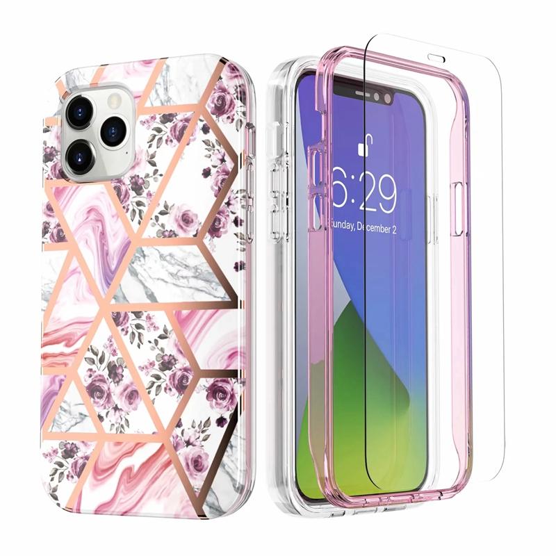 Geometric Flower Quartz Marble Plating Cases For Iphone 12 Pro Max 11 8 7 360 Full Metallic Hybrid Layer Soft IMD TPU Bumper Cover With Tempered Glass Screen Protector
Geometric Flower Quartz Marble Plating Cases For Iphone 12 Pro Max 11 8 7 360 Full Metallic Hybrid Layer Soft IMD TPU Bumper Cover With Tempered Glass Screen Protector