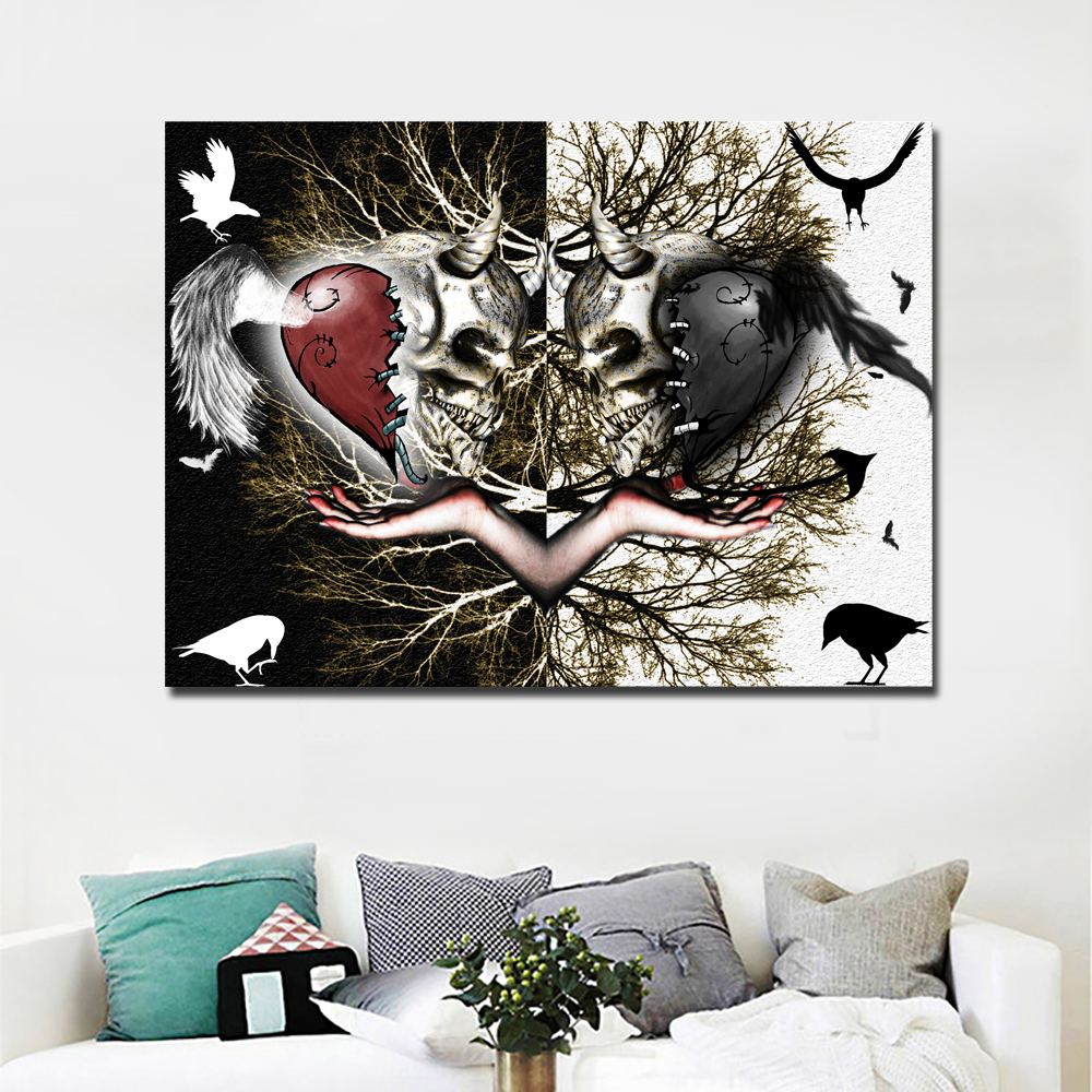 Dark Color Pop Art Abstract Love Art Painting Printed on Canvas Modern Wall Art Picture for Living Room Poster Cudros Decor