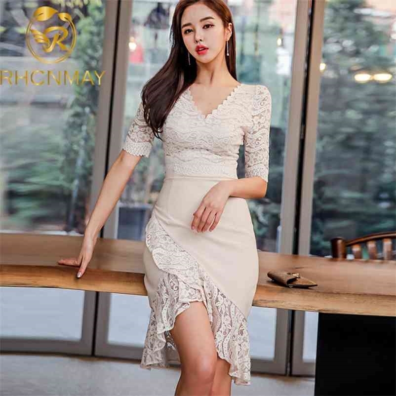 Sexy Lace Dress Women Fashion Summer Bodycon Elegant Ladies V Neck Half Sleeve Patchwork Ruffles Casual Work Party 210520, Beige
Sexy Lace Dress Women Fashion Summer Bodycon Elegant Ladies V Neck Half Sleeve Patchwork Ruffles Casual Work Party 210520, Beige