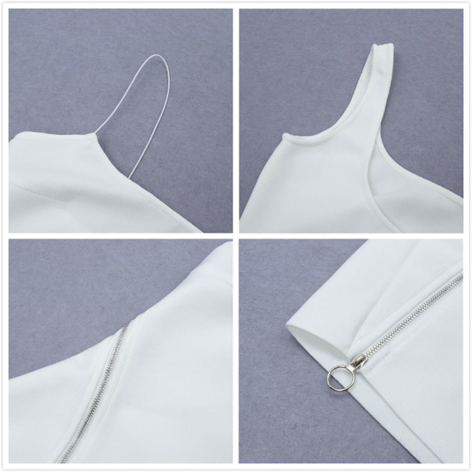 Free Women Bandage Dress White Square Neck Sleeveless Sexy Zipper Split Midi Bodycon Party Vestido 210524