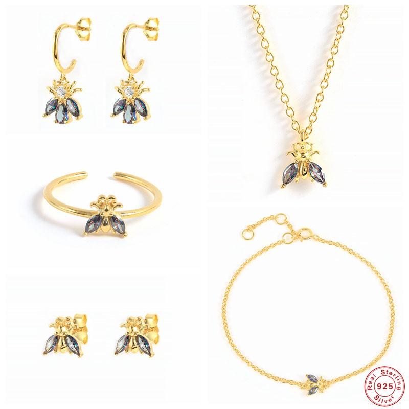 Bracelet, Earrings & Necklace GS 925 Sterling Silver Gold Rainbow Oval Zircon Bee Pendant Drop Earring Open Rings 2021 Rock Punk Fine Jewelr, Black
Bracelet, Earrings & Necklace GS 925 Sterling Silver Gold Rainbow Oval Zircon Bee Pendant Drop Earring Open Rings 2021 Rock Punk Fine Jewelr, Black