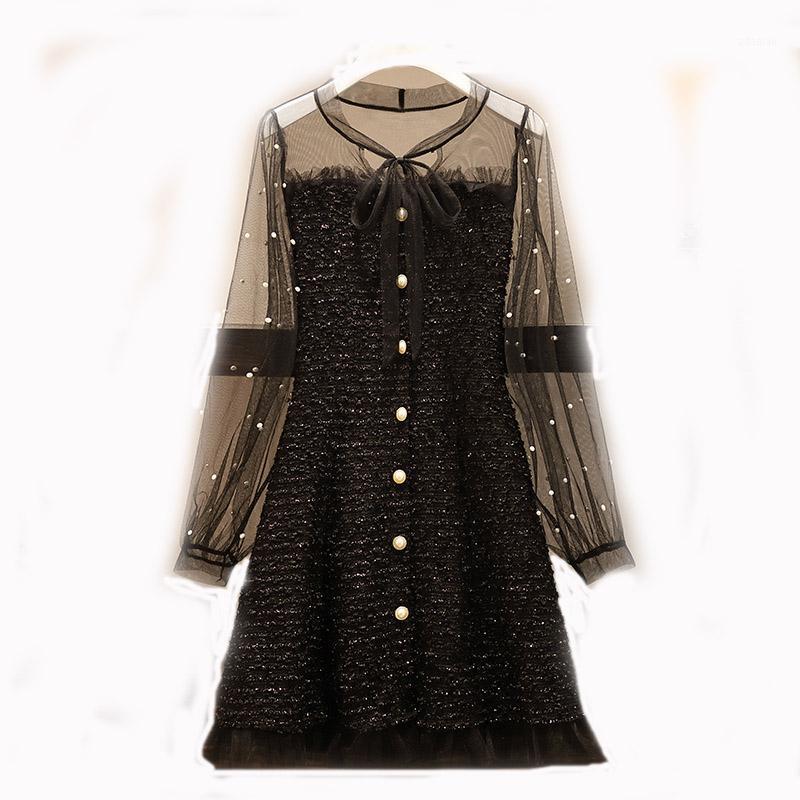 Casual Dresses Women's Clothing Elegant 2021 Spring And Autumn Black Bow Collar Beading Mesh Long Sleeve Tweed Plus Size Dress, Black women dress
Casual Dresses Women's Clothing Elegant 2021 Spring And Autumn Black Bow Collar Beading Mesh Long Sleeve Tweed Plus Size Dress, Black women dress