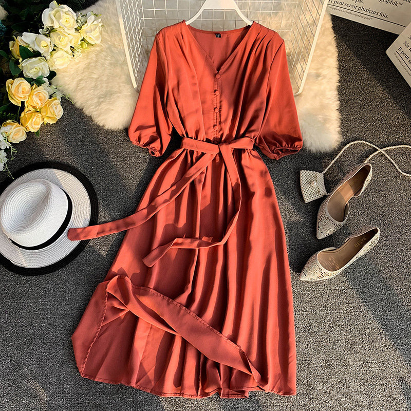 Spring Summer Solid Women's Fashion Bandge Casual High Waist V Neck Short Sleeve Temperament Ladies Dress 210520, Black
Spring Summer Solid Women's Fashion Bandge Casual High Waist V Neck Short Sleeve Temperament Ladies Dress 210520, Black