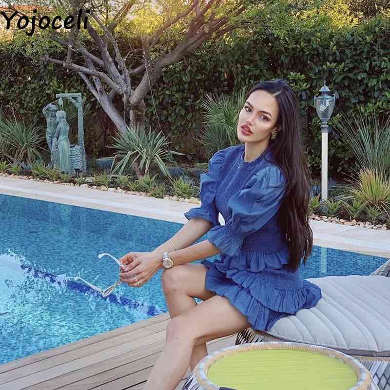 Yojoceli Elegant ruffle bodycon dress women 2 piece set Summer party casual dress female Cool beach short cool mini dresses 210331