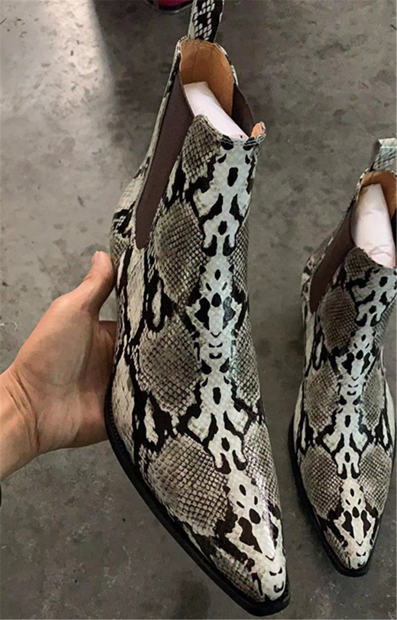 Handmade customized high top Serpentine genuine leather men Boots dress wedding business shoes