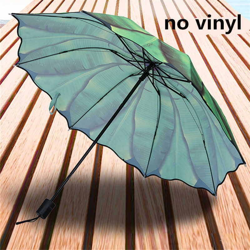 3Folding Windproof Umbrellas Green Pineapple Leaf Rain Women for Men Female Sunny Paraguas Plegable 210721