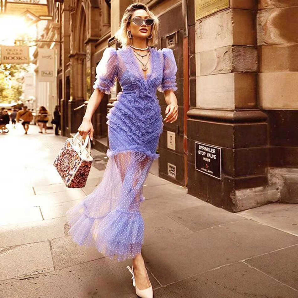 High Quality Summer Long Lace Dress Vacation Beach Ladies Professional Style Feminine Party 210525